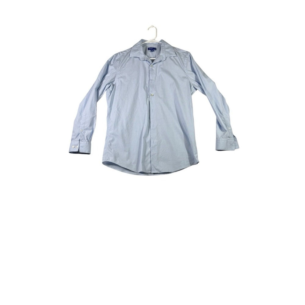 apt 9 mens shirt slim fit Men's Medium Blue Check Dress Shirt